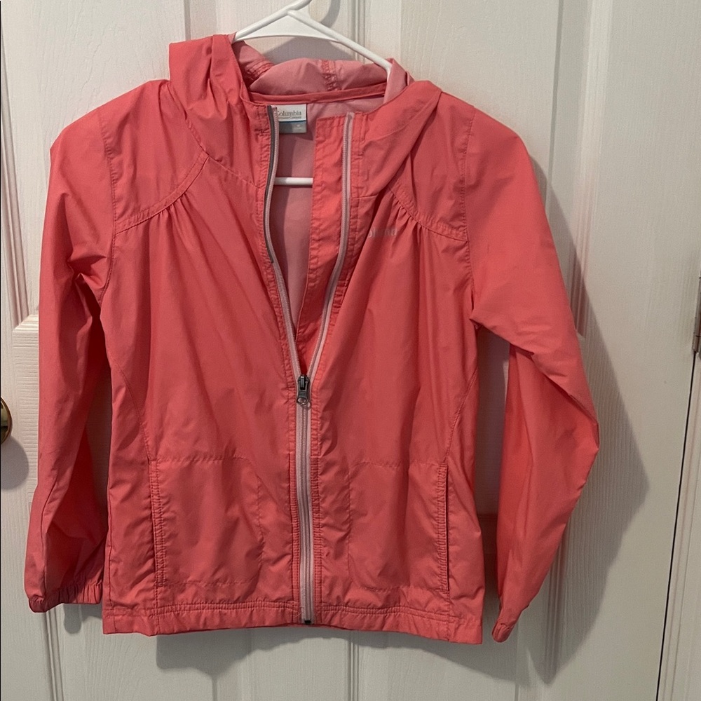 Girls Columbia Coral Pink Windbreaker Hooded Jacket